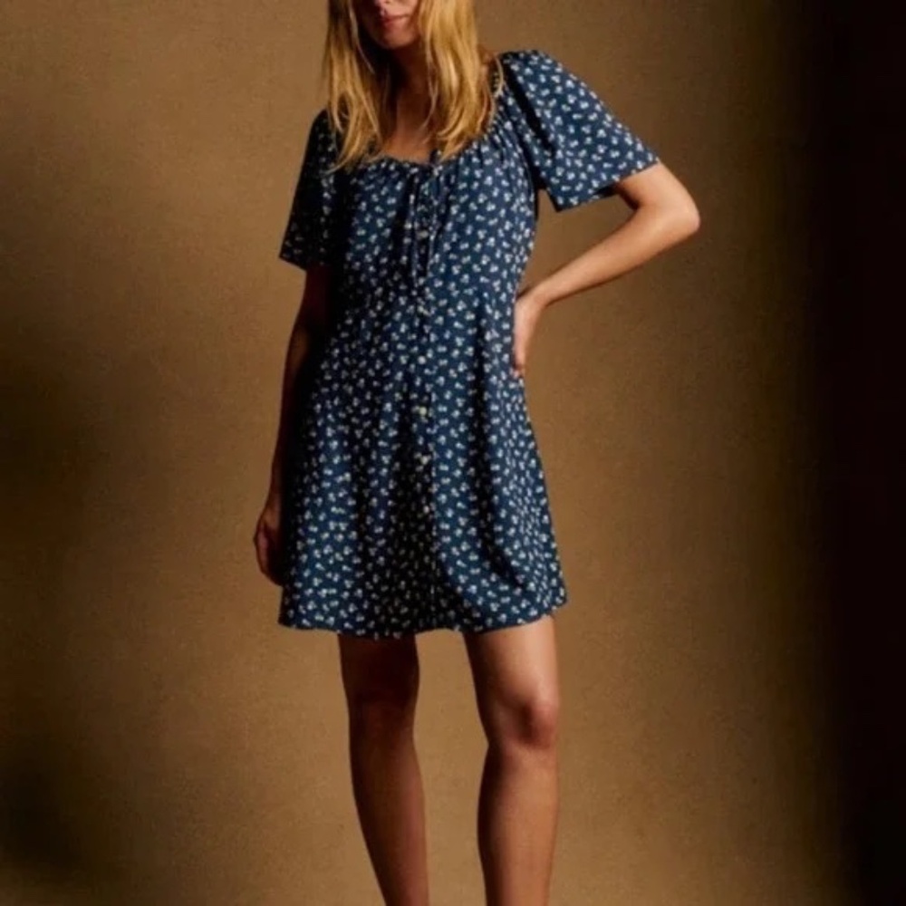 Sezane Vika Blue Floral Mini Dress